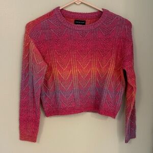 Andy & Evan Pink Ombre Cotton Wool Blend Cable-Knit Crew Sweater size 7/8